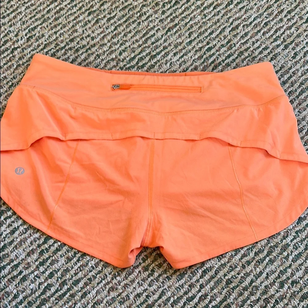 Lululemon Women's Orange Speed Up Shorts size 6 - Picture 5 of 14